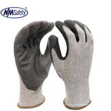 NMSAFETY 13 gauge sandy nitrile on palm anti cut work gloves EN388 2016 4X42E